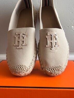 Tommy Hilfiger Cream Canvas Espadrilles with TH Logo